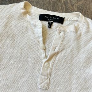 RAG & BONE fine merino wool Henley, XS or XXS men’s Snow White